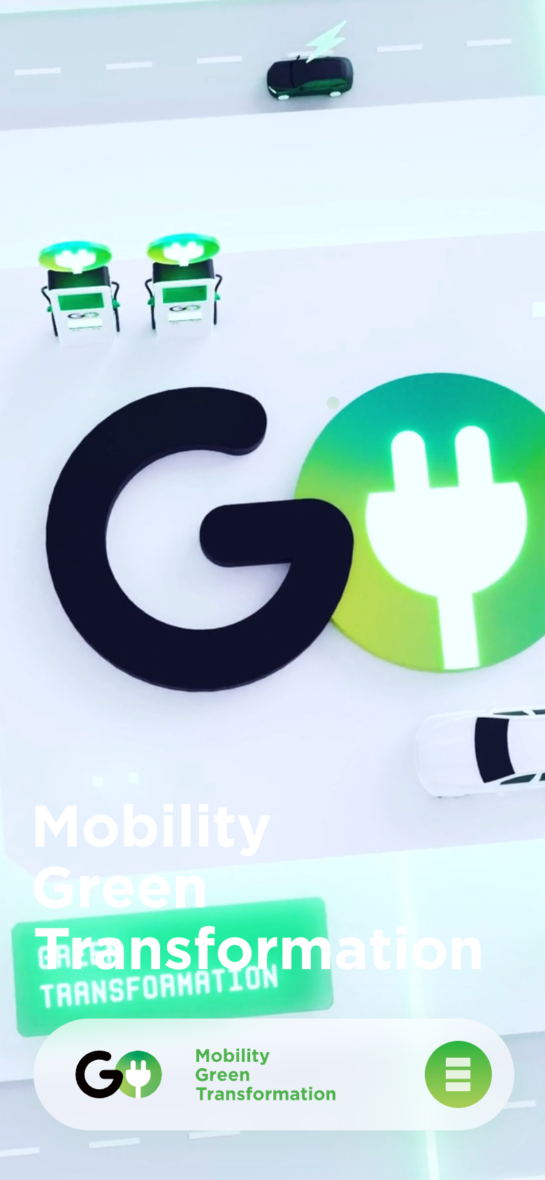 GO株式会社の脱炭素サービスGX（グリーントランスフォーメーション）のスマートフォンでみたファーストビューの画像