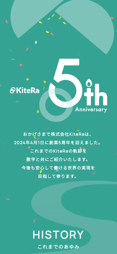 KiteRa 5th Anniversary | 株式会社KiteRaのスマートフォンでみたファーストビューの画像